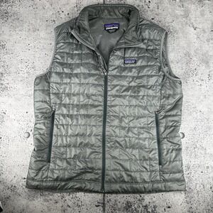 Patagonia Nano Puff Vest Mens XLarge Green Gray Insulated Puffer Full Zip